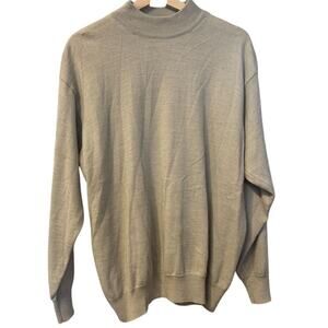 Linea‎ Uomo Men's XL Wool Blend Beige Mock Neck Pullover Sweater Long Sleeve